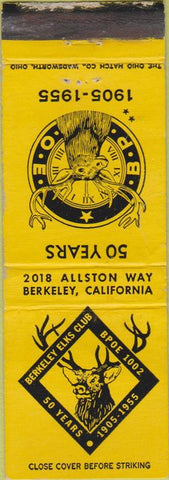 Matchbook Cover - Elks Lodge Berkeley CA 1955 WEAR