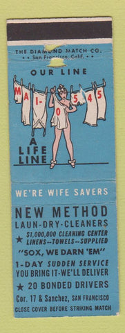Matchbook Cover - New Method Cleaners San Francisco CA girlie WORN