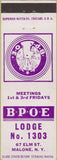 Matchbook Cover - Elks Lodge Malone NY