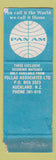 Matchbook Cover - Pan Am NZ Movies Flareup Raquel Welch WORN
