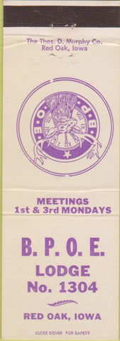 Matchbook Cover - Elks Lodge Red Oak IA
