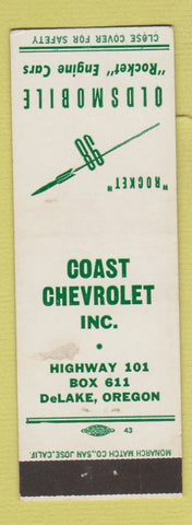 Matchbook Cover - Coast Chevrolet Oldsmobile DeLake OR