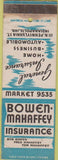 Matchbook Cover - Bowen Mahaffey Insurance Indianapolis IN WEAR