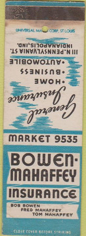 Matchbook Cover - Bowen Mahaffey Insurance Indianapolis IN WEAR