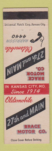 Matchbook Cover - Brace Motors Oldsmobile Kansas City MO