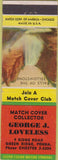 Matchbook Cover - George J Loveless Match Collector Green Ridge PA