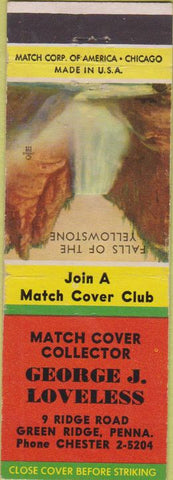 Matchbook Cover - George J Loveless Match Collector Green Ridge PA