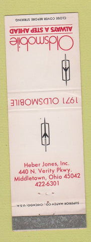 Matchbook Cover - 1971 Oldsmobile Heber Jones Middletown OH