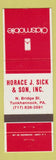Matchbook Cover - Horace J Sick Oldsmobile Tunkhannock PA