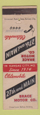Matchbook Cover - Brace Motors Oldsmobile Kansas City MO