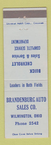 Matchbook Cover - Brandenburg Auto sales Buick Chevrolet Wilmington OH