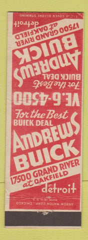 Matchbook Cover - Andrews Buick Detroit MI