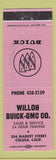 Matchbook Cover - Willoh Buick GMC Colusa CA