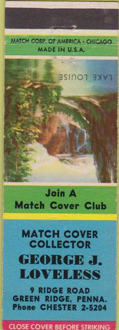 Matchbook Cover - George J Loveless Match Collector Green Ridge PA