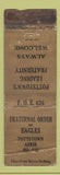 Matchbook Cover - Eagles Club Pottstown PA FEDERAL LONG POOR STRIKER