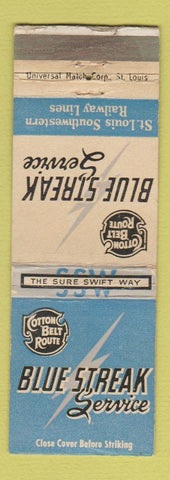 Matchbook Cover - Cotton Belt Railroad Blue Streak Service WEAR