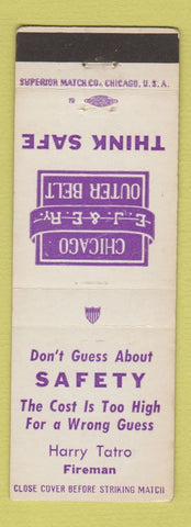 Matchbook Cover - Chicago Outer Belt Railroad Harry Tatro Fireman Safety