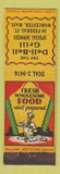 Matchbook Cover - Dell Bell Grill Worcester MA FEDERAL LONG