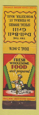 Matchbook Cover - Dell Bell Grill Worcester MA FEDERAL LONG