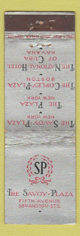 Matchbook Cover - Savoy Plaza New York City Hotel FEDERAL LONG WEAR