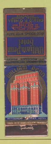 Matchbook Cover - William Penn Hotel Pittsburgh PA FEDERAL LONG