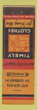 Matchbook Cover - Timely Men's Clothes Wideman's Palo Alto CA FEDERAL LONG