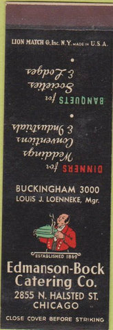 Matchbook Cover - Edmanson Bock Catering Chicago IL SAMPLE