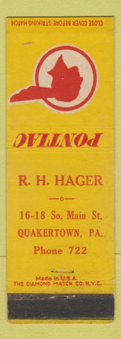 Matchbook Cover - RH Hager Pontiac Quakertown PA