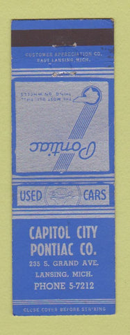 Matchbook Cover - Capitol City Pontiac Lansing MI