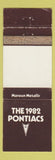 Matchbook Cover - 1982 Pontiac Maroon Metallic WEAR