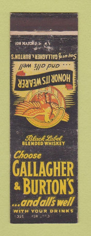 Matchbook Cover - Gallagher Burton's Whiskey Baltimore MD