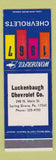 Matchbook Cover - 1967 Chevrolet Luckenbaugh Spring Grove PA