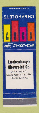 Matchbook Cover - 1967 Chevrolet Luckenbaugh Spring Grove PA