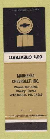 Matchbook Cover - 1968 Chevrolet Marhefka Windber PA