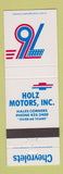 Matchbook Cover - 1976 Chevrolet Holz Hales Corners WI
