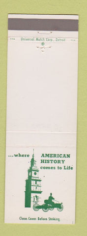 Matchbook Cover - Greenfield Village Dearborn MI Henry Ford Museum