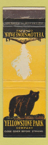 Matchbook Cover - Yellowstone Park Company bear Old Faithful