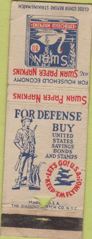 Matchbook Cover - Swan Embossed Napkins WWII WORN