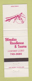 Matchbook Cover - Blondie's Roadhouse Tavern Canada girlie