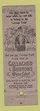 Matchbook Cover - Gallagher Burton's Whiskey Baltimore MD