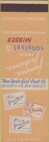 Matchbook Cover - New York Girl Coat Co children's clothes
