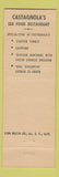 Matchbook Cover - Castagnola Restaurant San Francisco CA