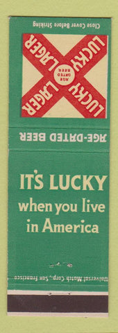 Matchbook Cover - Lucky LAGer Beer San Francisco CA
