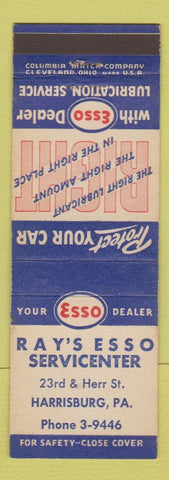 Matchbook Cover - Ray's Esso oil gas Harrisburg PA