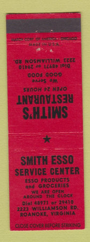 Matchbook Cover - Smith Esso oil gas Roanoke VA