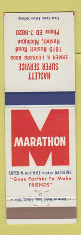Matchbook Cover - Marathon oil gas Haslett MI