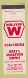 Matchbook Cover - Marathon oil gas Jerry's Mansfield OH