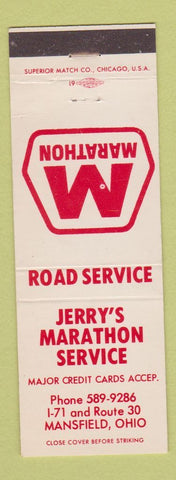 Matchbook Cover - Marathon oil gas Jerry's Mansfield OH