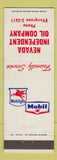 Matchbook Cover - Mobil oil gas Nevada Independent Oil