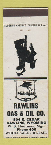 Matchbook Cover - Mobil oil gas Rawlins WY